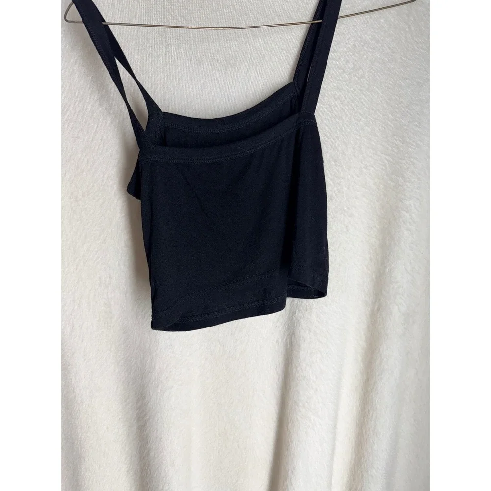 SHEIN Womens Black Cropped Cami Tank Top Double Strap Square Neck Medium